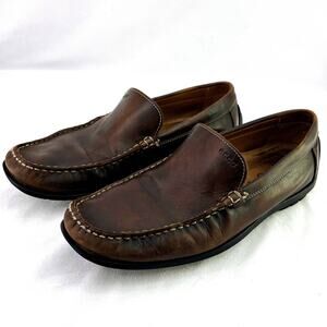 ECCO Vegetable Tanned Brown Leather Slip-On Loafers Shoes Size 43 EU 9 US
